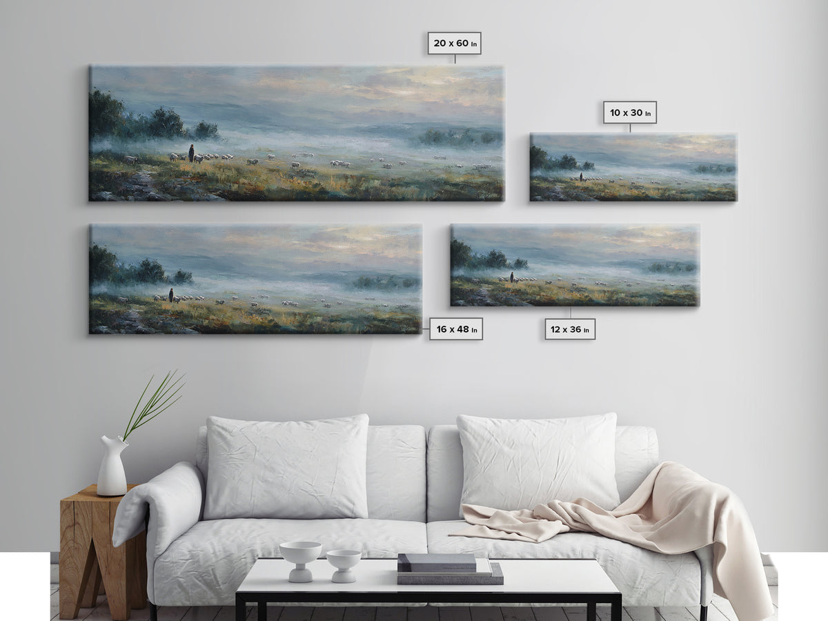 Guiding Shepherd | Framed Canvas Print | Christian Art Canvas | Panoramic Print | Large Jesus Painting | Christian Art | Christmas Art