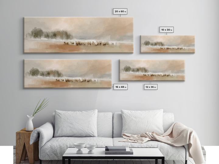 Misty Meadow Peace – Framed Canvas Print – Christian Art – Panoramic Wall Art – Jesus Painting – Christian Art Canvas – Christmas Art