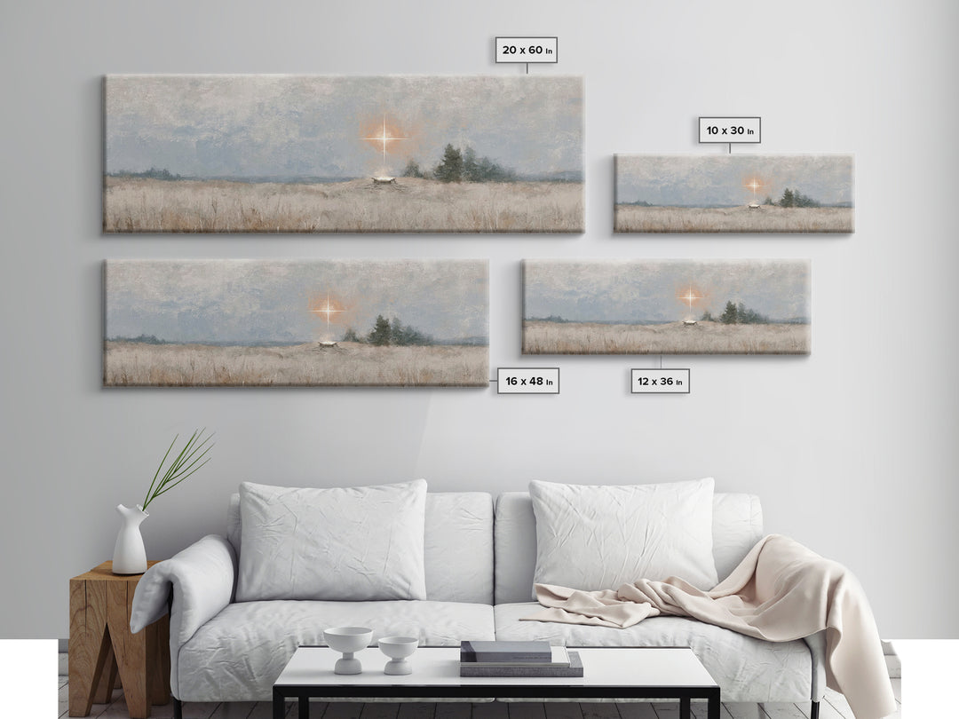 Holy Night Watch – Framed Canvas Print – Christian Christmas Art – Panoramic Painting – Christian Art Print – Christmas Wall Art – Christia