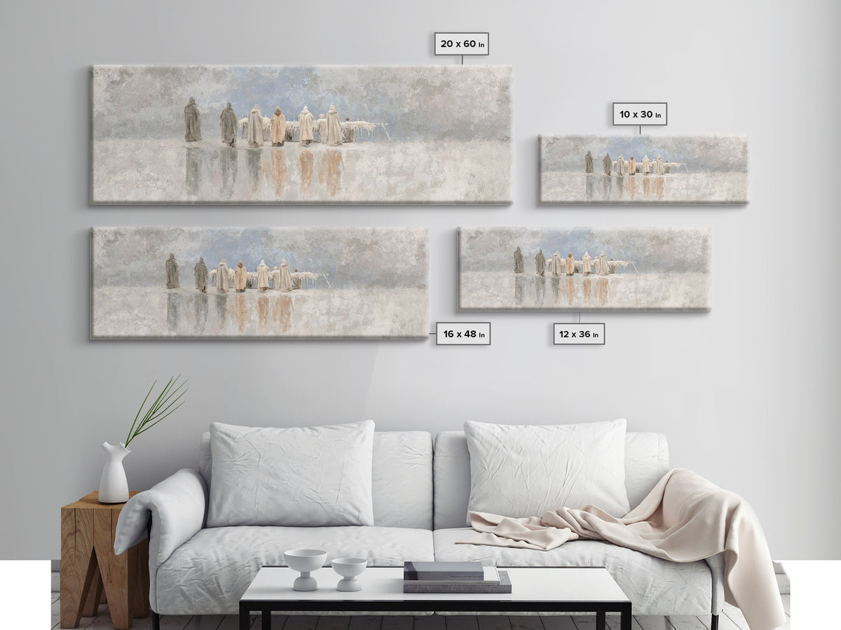 Welcoming Light | Framed Canvas Print | Christian Art Canvas | Panoramic Art | Framed Christmas Art | Christian Wall Art | Christmas Art