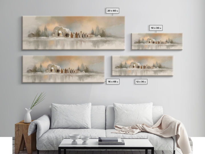 Glory In The Stable – Framed Canvas Print – Panoramic Wall Art – Christian Art Canvas – Christmas Art – Christian Christmas Decorations – C