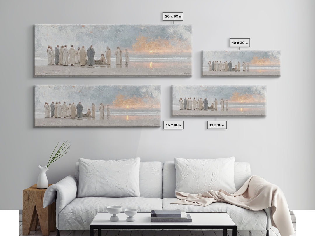 Ocean Circle Witness, Framed Canvas Print, Christian Art Prints, Christian Wall Art, Large Christian Painting, Panoramic Print, Christian C