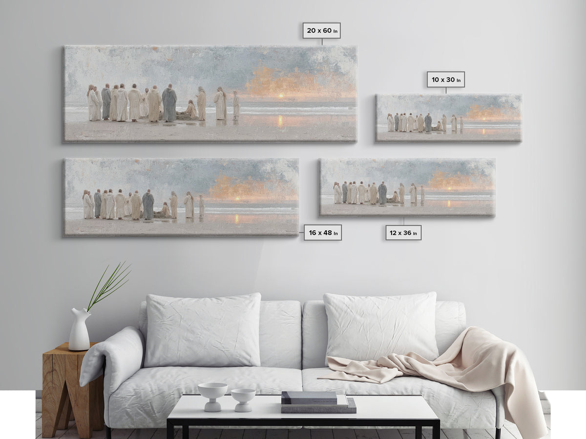 Ocean Circle Witness, Framed Canvas Print, Christian Art Prints, Christian Wall Art, Large Christian Painting, Panoramic Print, Christian C