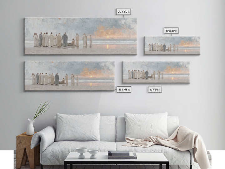 Ocean Circle Witness, Framed Canvas Print, Christian Art Prints, Christian Wall Art, Large Christian Painting, Panoramic Print, Christian C