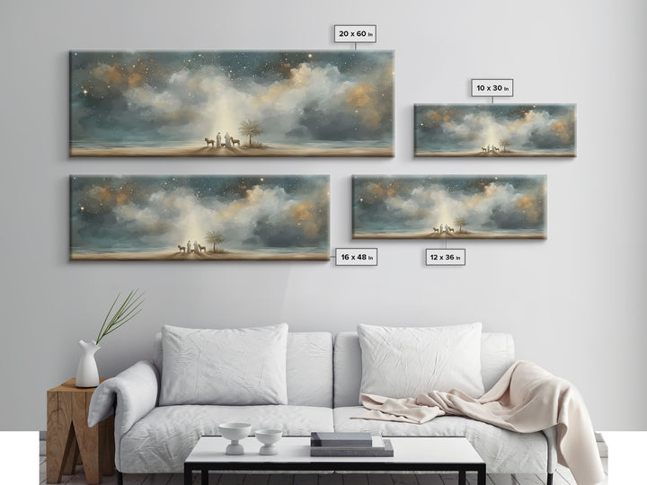 Little Holy Rest – Framed Canvas Print – Christian Christmas Art – Christian Art Canvas – Panoramic Painting – Jesus Christmas Art – Christ