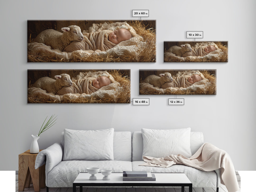 Soft Bethlehem Calm | Framed Canvas Print | Panoramic Painting | Christian Christmas Art | Christian Art Canvas | Christian Wall Art | Jesu