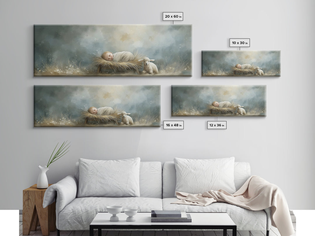 Holy Meadow Silence – Framed Canvas Print – Christian Wall Art – Christian Christmas Art – Panoramic Print – Jesus Painting – Christian Art
