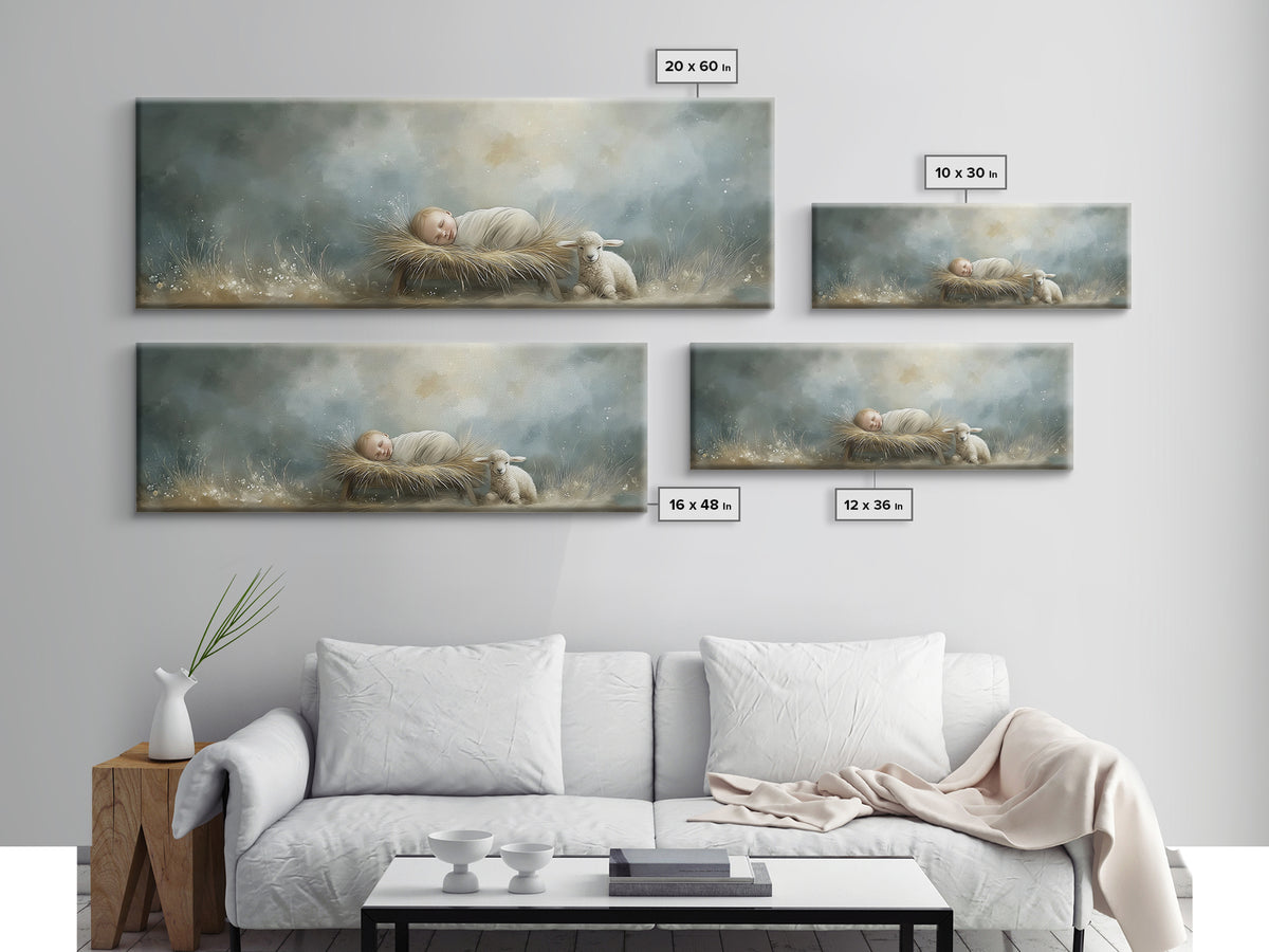 Holy Meadow Silence – Framed Canvas Print – Christian Wall Art – Christian Christmas Art – Panoramic Print – Jesus Painting – Christian Art
