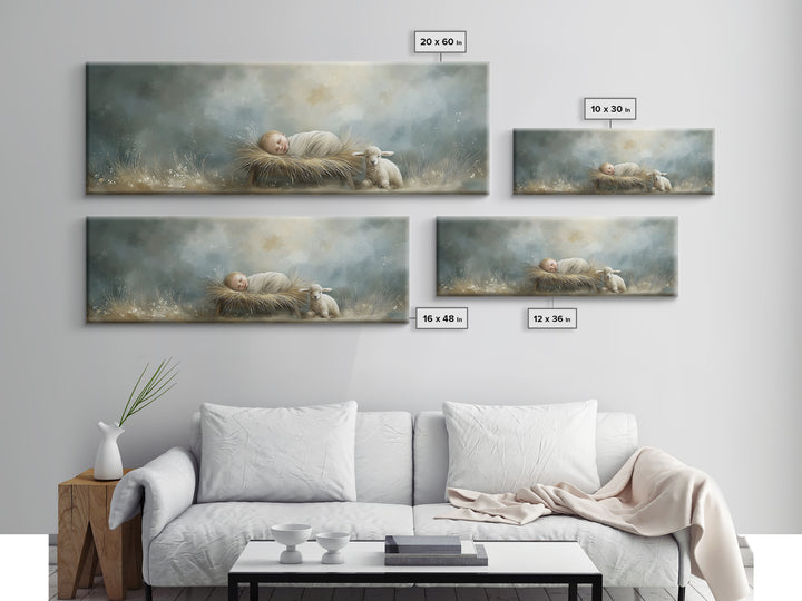 Holy Meadow Silence – Framed Canvas Print – Christian Wall Art – Christian Christmas Art – Panoramic Print – Jesus Painting – Christian Art