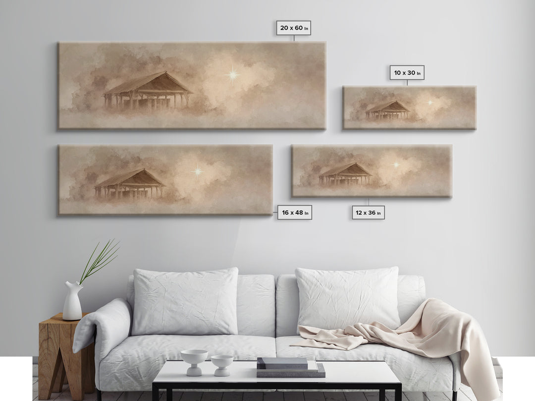 Morning Star Journey – Framed Canvas Print – Christian Art – Panoramic Art – Christmas Wall Art – Christian Art Canvas – Jesus Painting