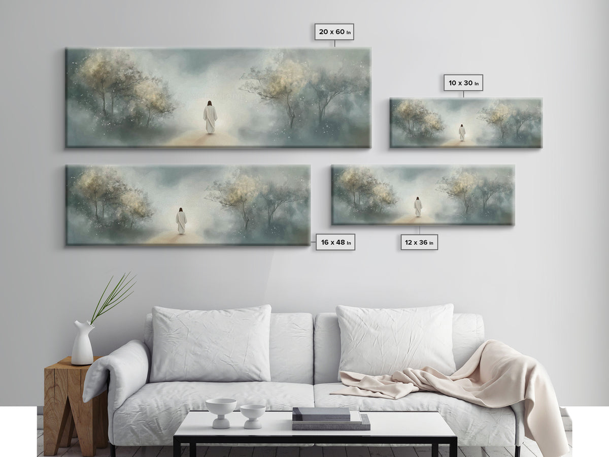 Path Of Gentle Light – Framed Canvas Print – Panoramic Art – Christian Wall Art – Jesus Painting – Christian Art Canvas – Modern Christian