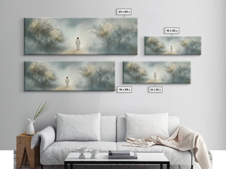 Path Of Gentle Light – Framed Canvas Print – Panoramic Art – Christian Wall Art – Jesus Painting – Christian Art Canvas – Modern Christian