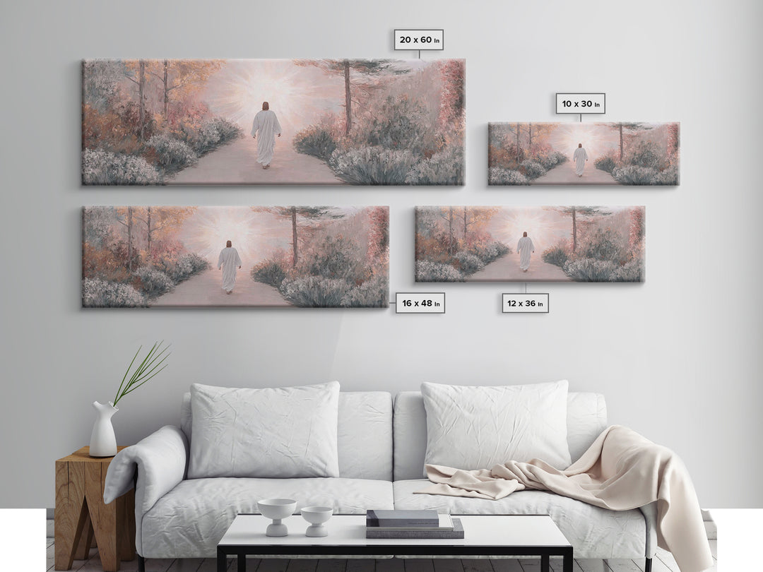 Garden Of His Peace | Framed Canvas Print | Panoramic Wall Art | Christian Art | Jesus Painting | Christian Art Canvas | Subtle Christian A