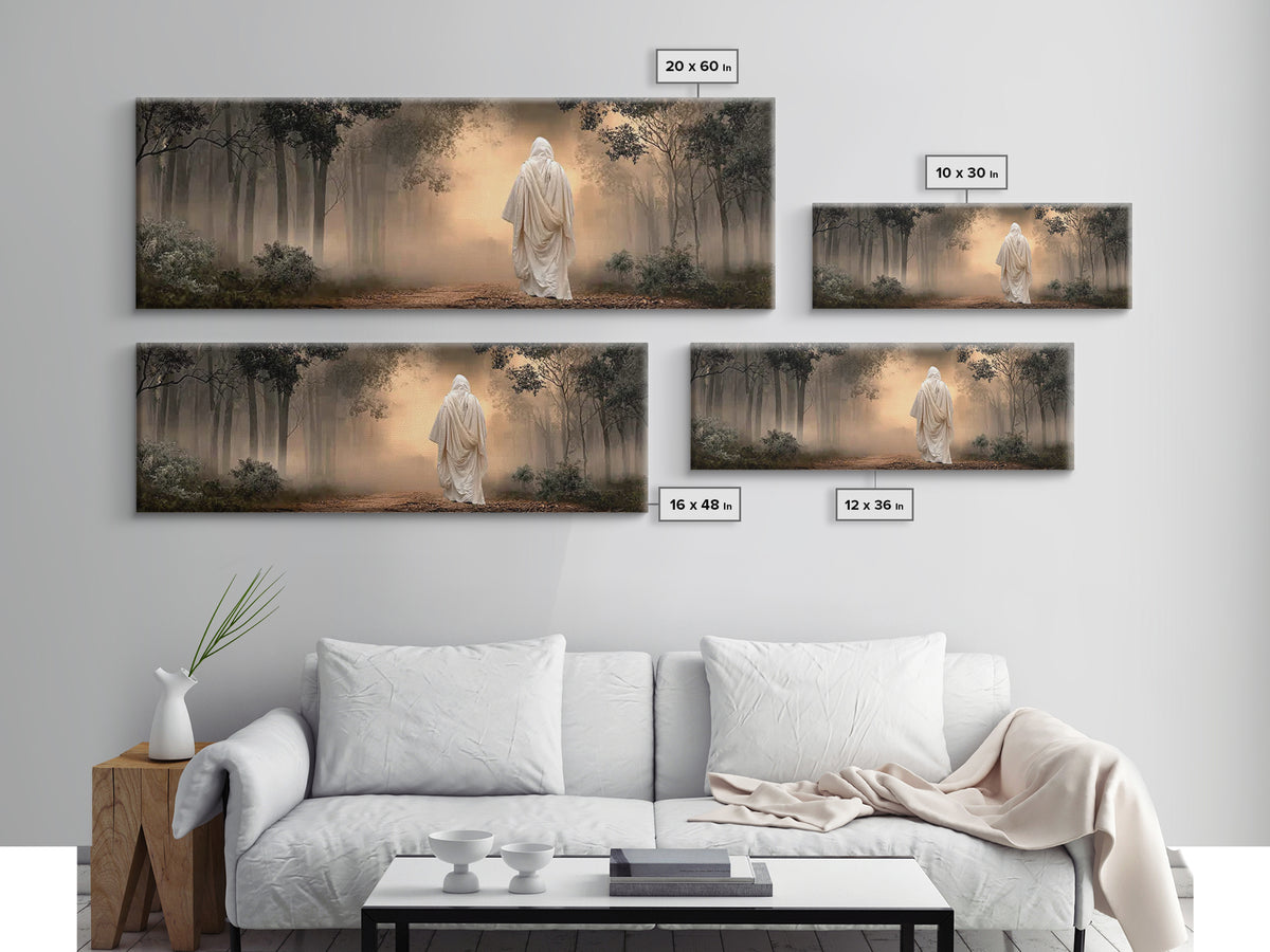 Quiet Hills Of Faith – Framed Canvas Print – Panoramic Painting – Christian Art – Jesus Painting – Christian Art Canvas – Subtle Christian