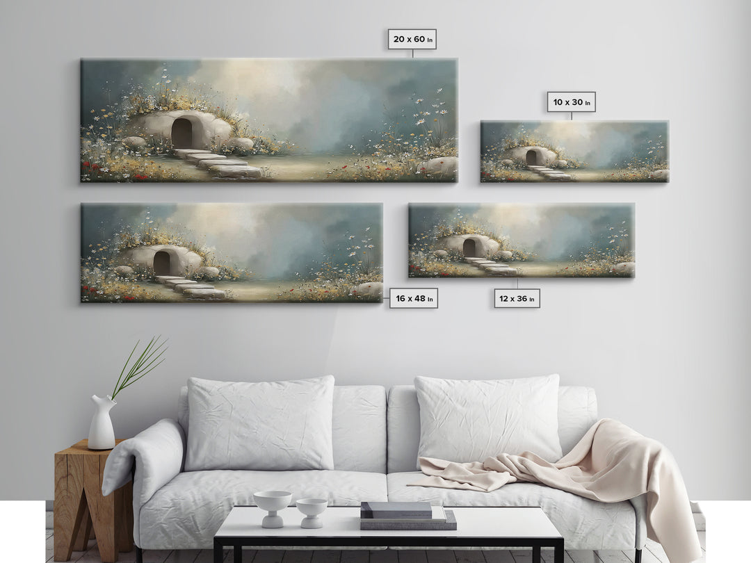 Heavenly Bloom Path | Framed Canvas Print | Christian Art Canvas | Christian Christmas Art | Panoramic Wall Art | Christian Wall Art | Jesu