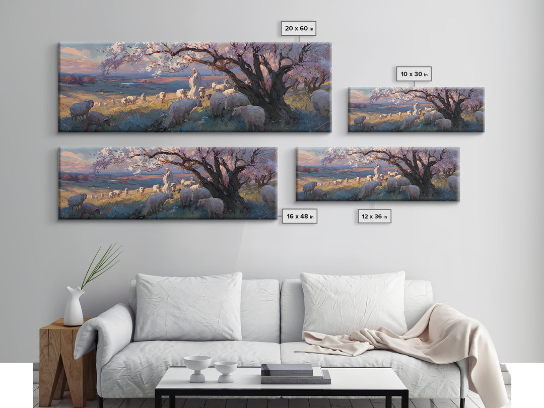 The Shepherd’s Quiet – Framed Canvas Print – Jesus Painting – Christian Wall Art – Panoramic Art – Christian Christmas Art – Christian Art