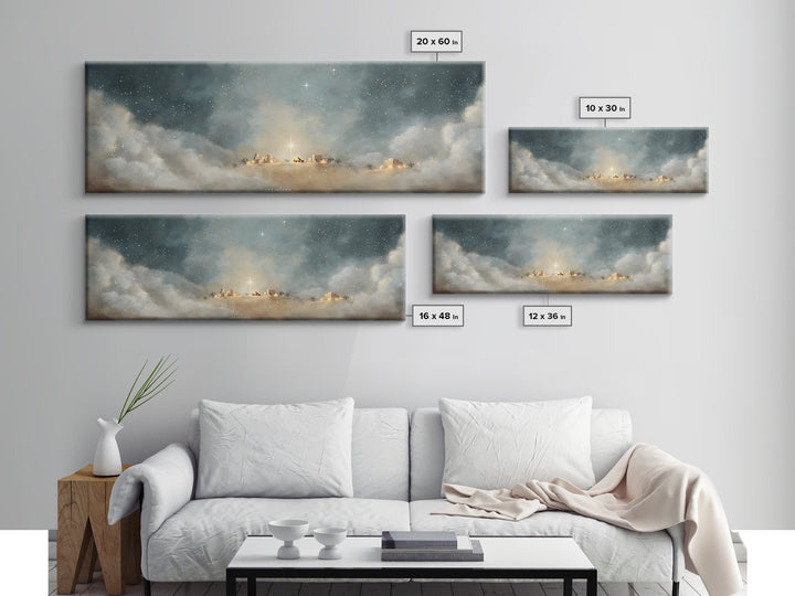 Silent Church Light – Framed Canvas Print – Panoramic Wall Art – Christian Art – Christian Christmas Art – Christian Art Canvas – Christmas