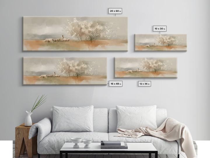 Meadow Of Promise, Framed Canvas Print, Panoramic Art, Christian Wall Art, Jesus Painting, Christian Art Canvas, Christian Christmas Art