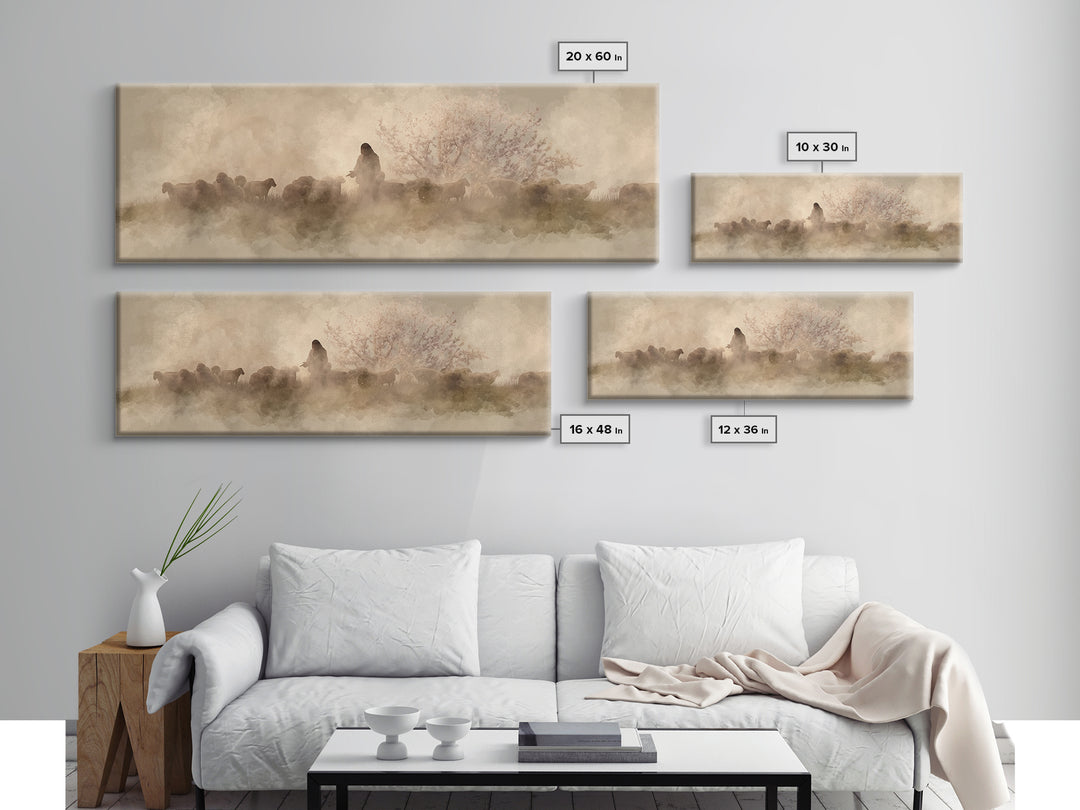 Mist Of Mercy | Framed Canvas Print | Panoramic Painting | Christian Wall Art | Christian Art Canvas | Christian Christmas Art | Jesus Pain