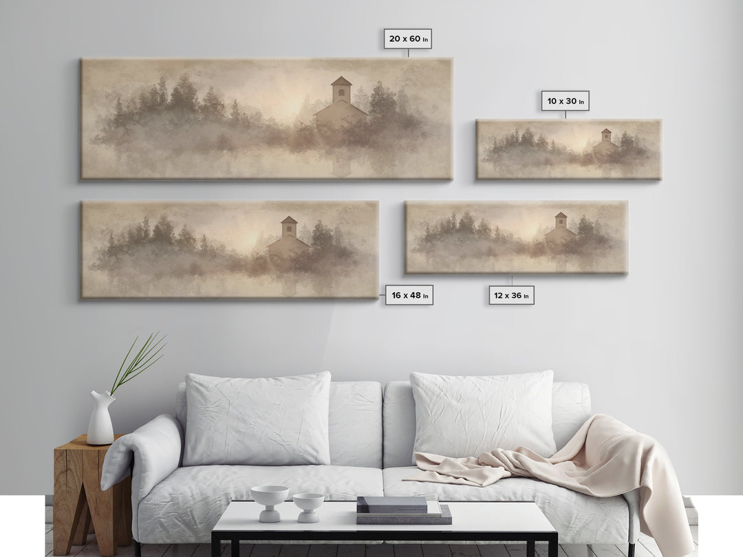 Sanctuary In Light – Framed Canvas Print – Panoramic Print – Christian Christmas Art – Christian Wall Art – Christian Art Canvas – Christia
