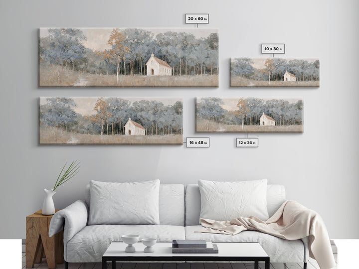 Haven Among Trees, Framed Canvas Print, Panoramic Art, Christian Wall Art, Christian Art Canvas, Christian Christmas Art, Christian Paintin