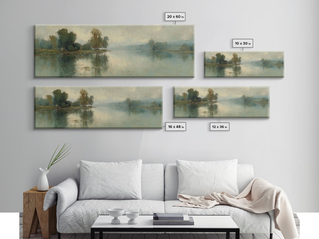 Riverland Peace Horizon | Framed Canvas Print | Christian Art Canvas | Panoramic Wall Art | Christian Painting | Christian Decor | Christma