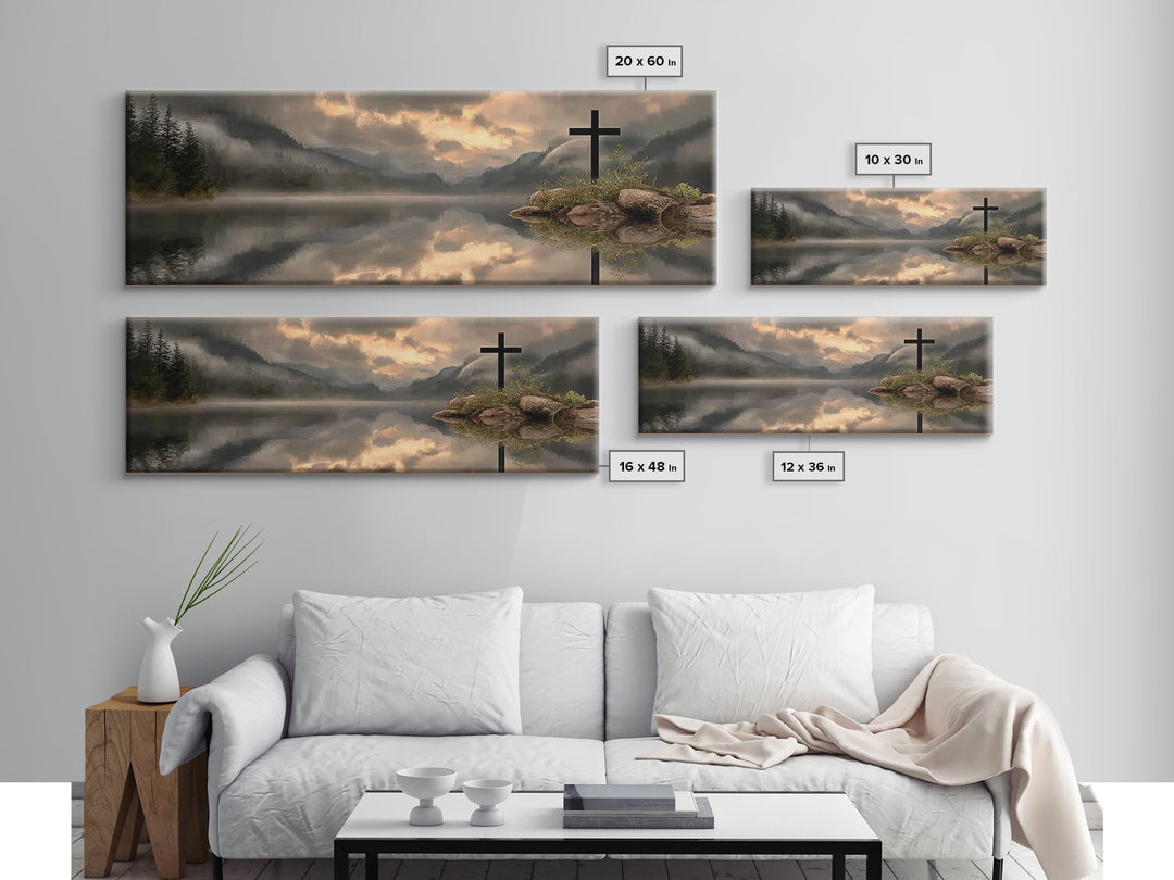 Dawn Of Mercy, Framed Canvas Print, Christian Wall Art, Panoramic Print, Christian Art Canvas, Jesus Painting, Christian Christmas Art
