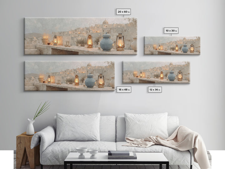 Lanterns Of Blessing | Framed Canvas Print | Christian Christmas Art | Panoramic Painting | Christian Art Canvas | Christian Decor | Christ