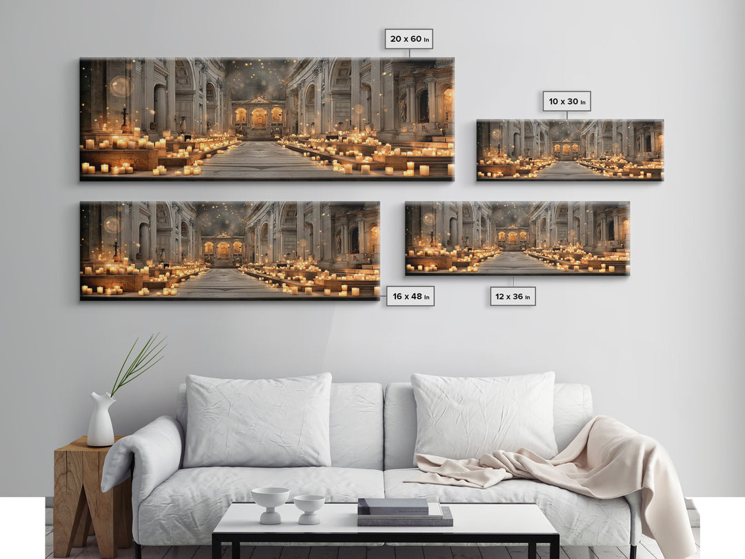 Sanctuary Of Glory, Framed Canvas Print, Christian Wall Art, Christmas Art, Panoramic Painting, Christian Art Canvas, Christian Decorations