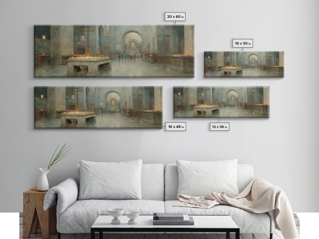 Silent Chapel Peace – Framed Canvas Print – Christian Art Canvas – Panoramic Wall Art – Christmas Art – Christian Wall Art – Christian Gift