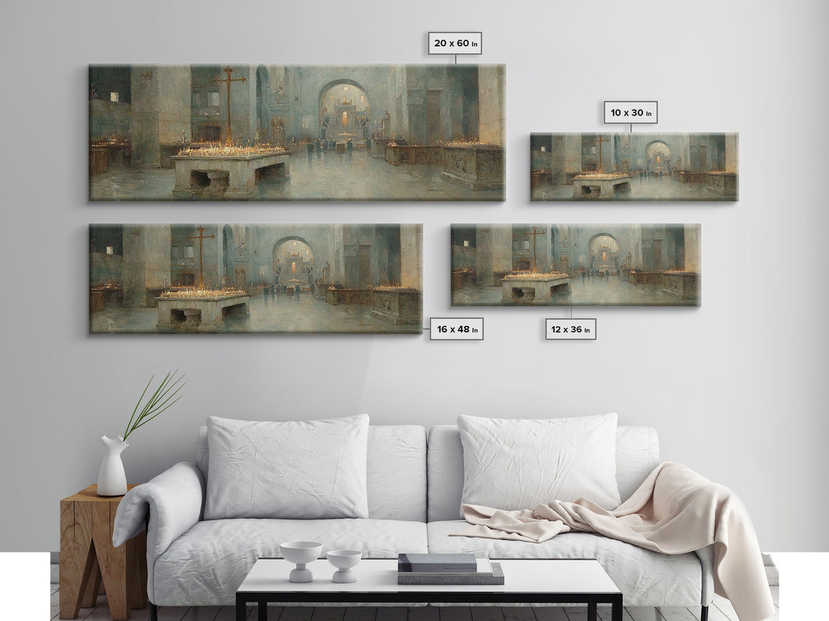 Silent Chapel Peace – Framed Canvas Print – Christian Art Canvas – Panoramic Wall Art – Christmas Art – Christian Wall Art – Christian Gift