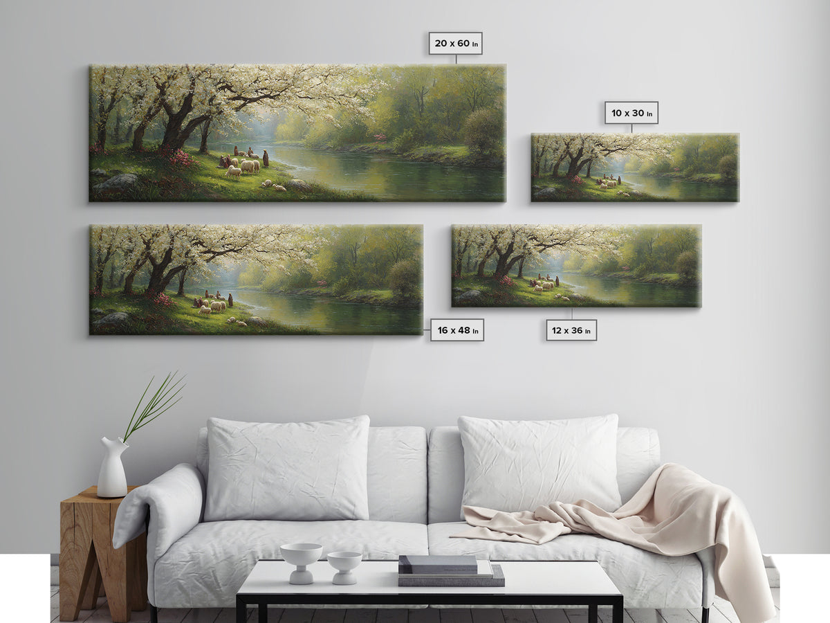 Blossoms Of Guidance, Framed Canvas Print, Christian Art Canvas, Panoramic Art, Jesus Painting, Christian Wall Art, Christian Gift