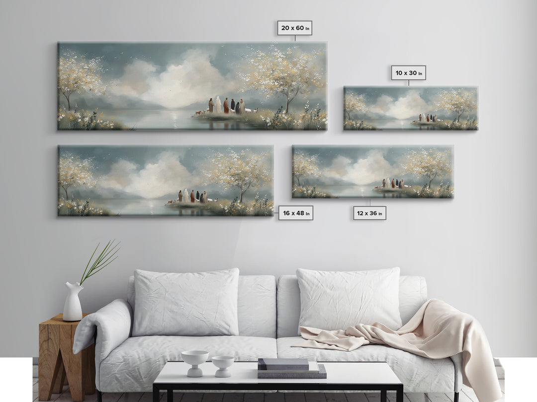 Springtime Shepherd Light – Framed Canvas Print – Christian Art Canvas – Panoramic Frame – Christian Wall Art – Jesus Painting – Christian
