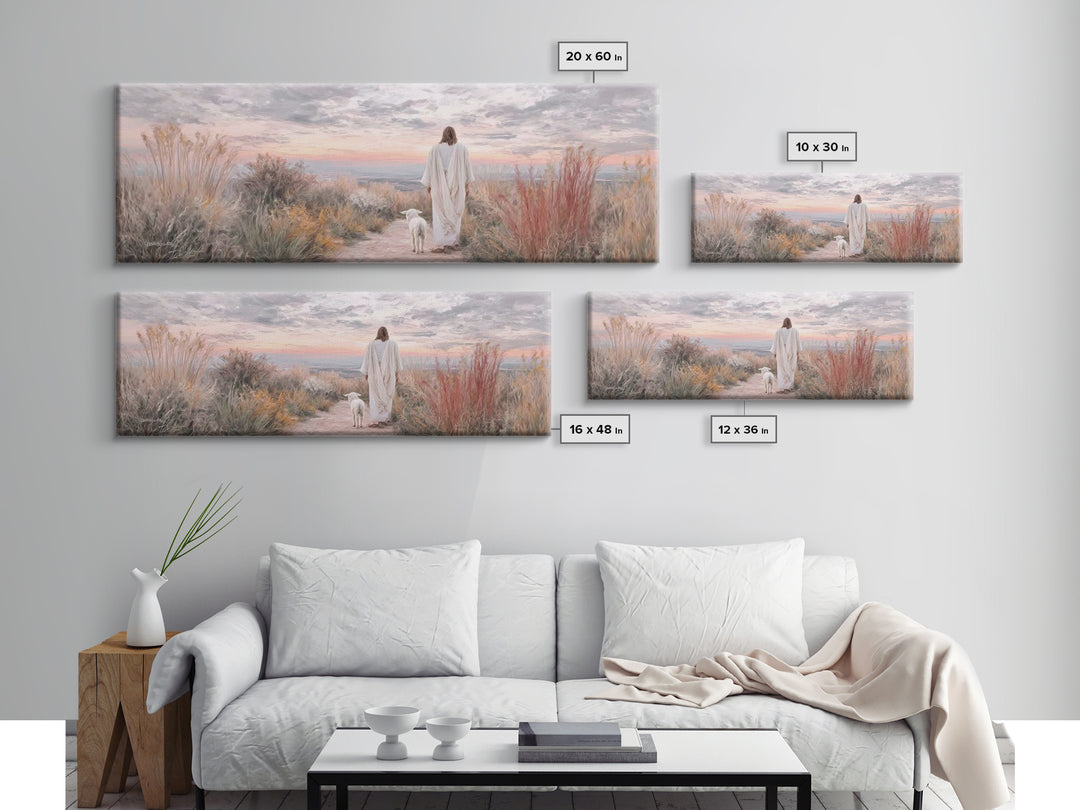Path Of Peace - Framed Canvas Print - Christian Wall Art - Jesus Art Print - Panoramic Wall Art - Large Christian Painting - Christian Gift