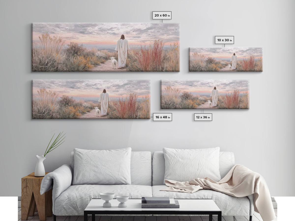 Path Of Peace - Framed Canvas Print - Christian Wall Art - Jesus Art Print - Panoramic Wall Art - Large Christian Painting - Christian Gift