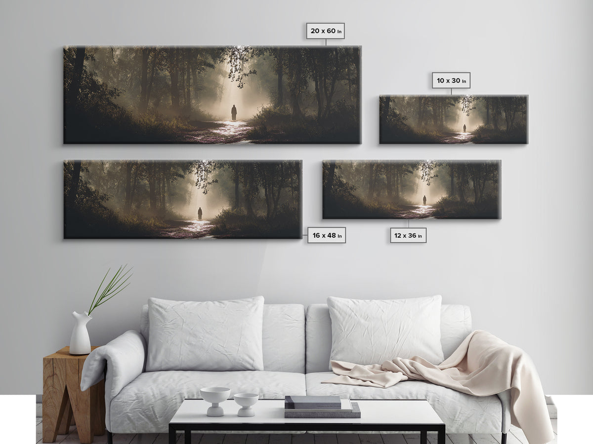 Forest Of Hope - Framed Canvas Print - Christian Wall Art - Jesus Painting - Panoramic Frame - Christian Art Canvas - Moody Christian Art -