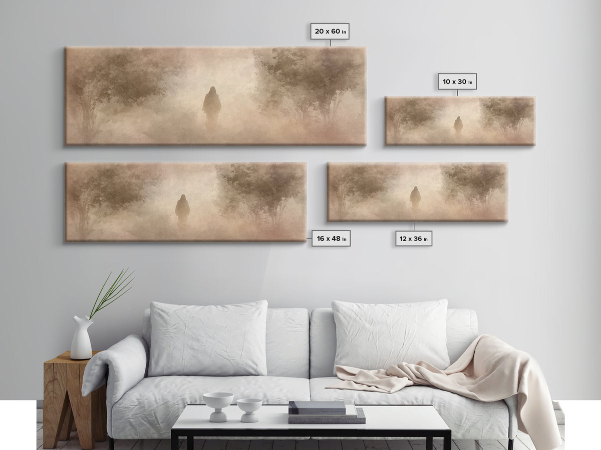 Quiet Divine Path | Framed Canvas Print | Panoramic Painting | Christian Wall Art | Christian Art Work | Subtle Christian Art | Large Chris