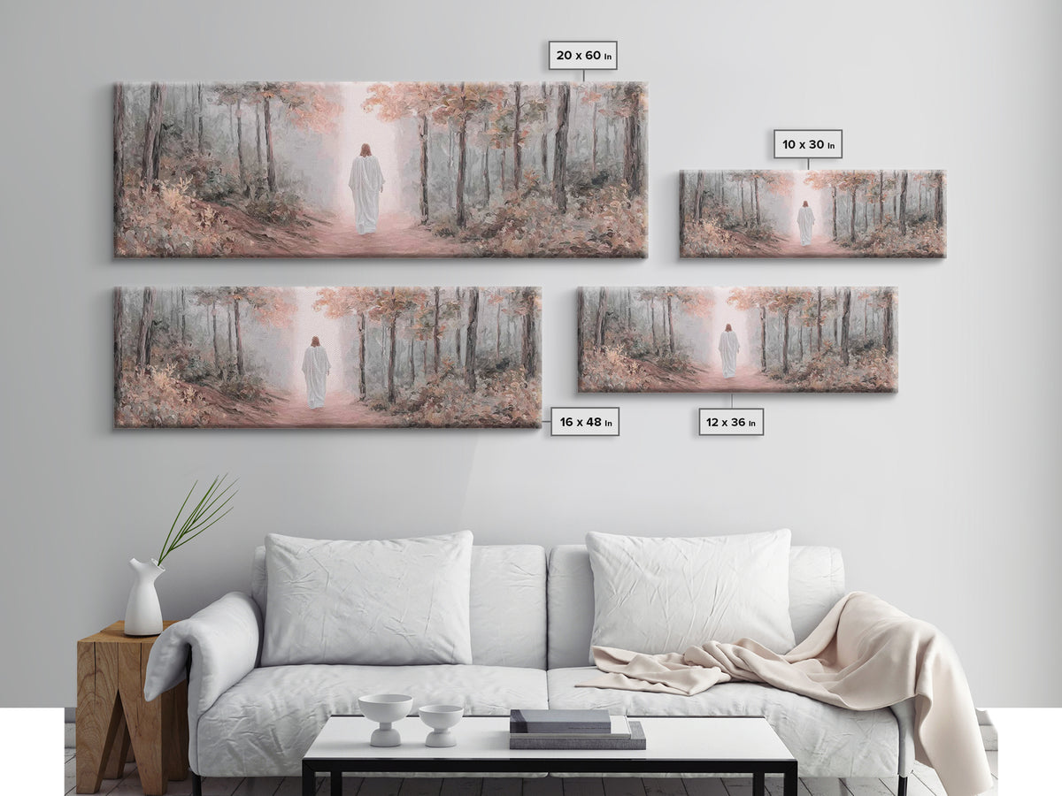 Walk In His Light – Framed Canvas Print – Christian Art Canvas – Panoramic Frame – Christian Wall Art – Christian Art Print – Moody Christi