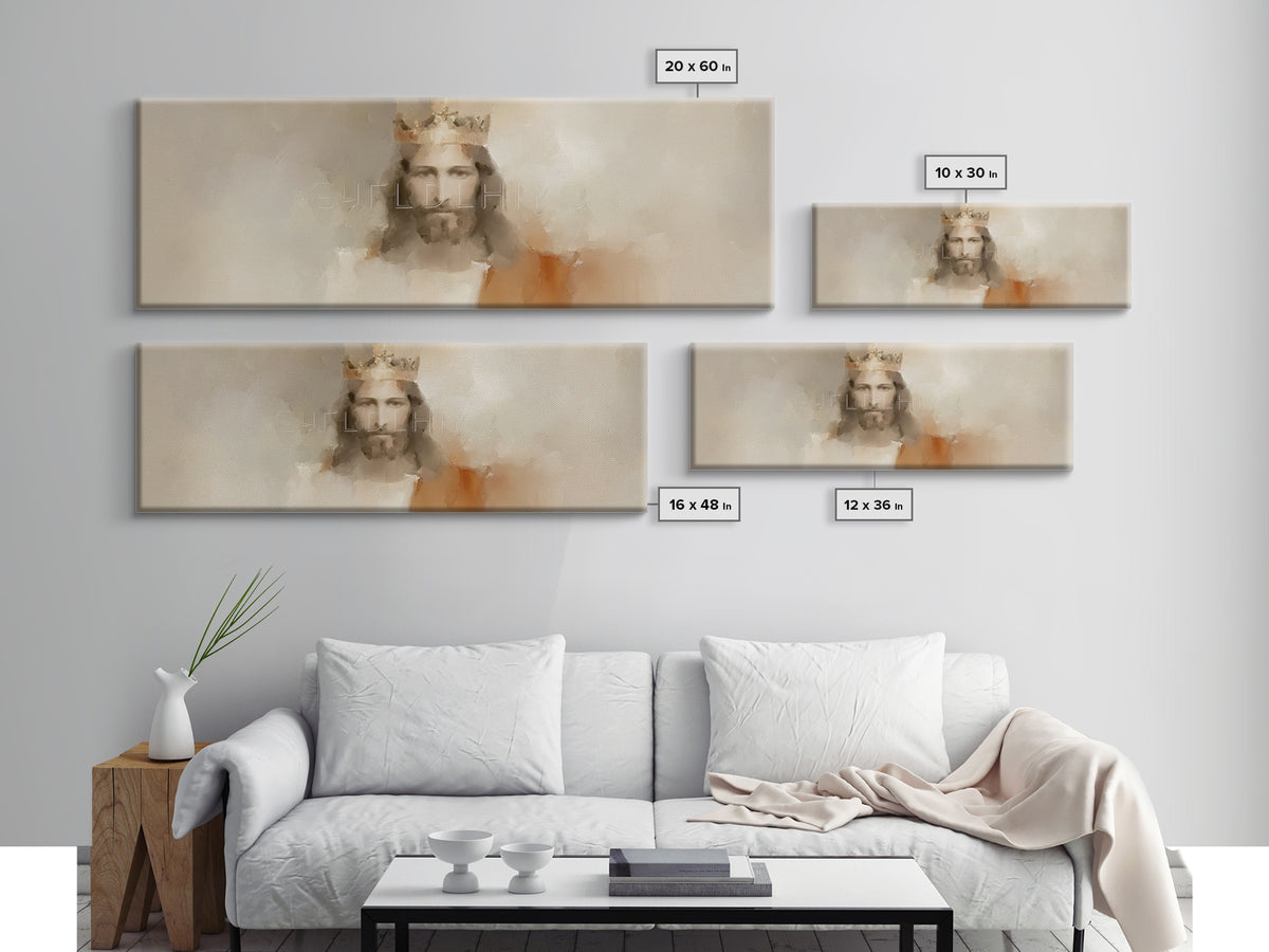 Eternal King Glory – Framed Canvas Print – Panoramic Wall Art – Christian Art Work – Jesus Painting – Christian Art Canvas – Large Christia