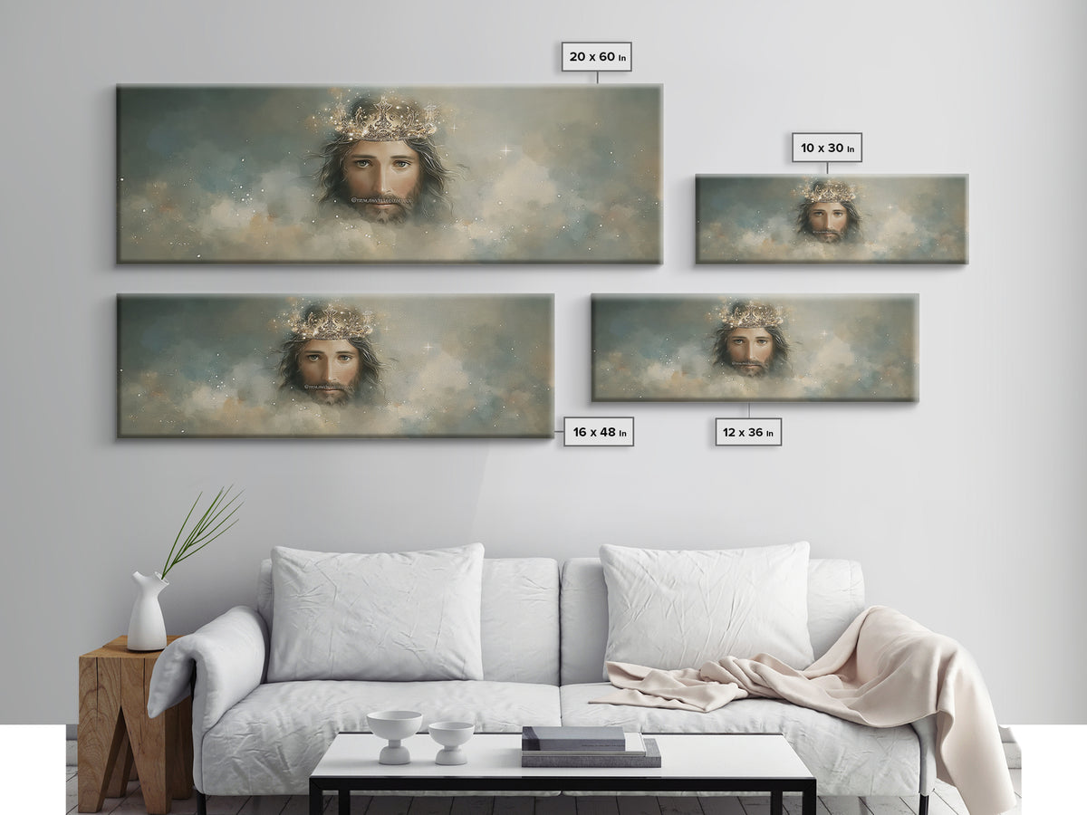 Heavenly Crown – Framed Canvas Print – Christian Wall Art – Jesus Painting – Panoramic Art – Christian Christmas Art – Christian Decor