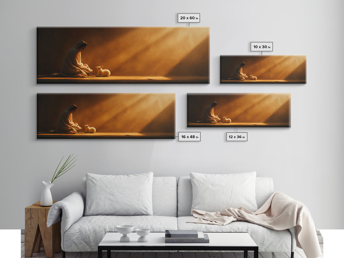 Celestial Nativity | Framed Canvas Print | Christian Wall Art | Christmas Wall Art | Panoramic Art | Christian Decorations | Christmas Art