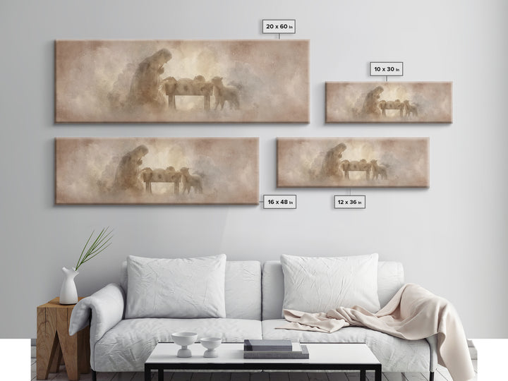 Sacred Stillness, Framed Canvas Print, Christian Art Canvas, Christian Wall Art, Panoramic Art, Jesus Painting, Christian Christmas Decor