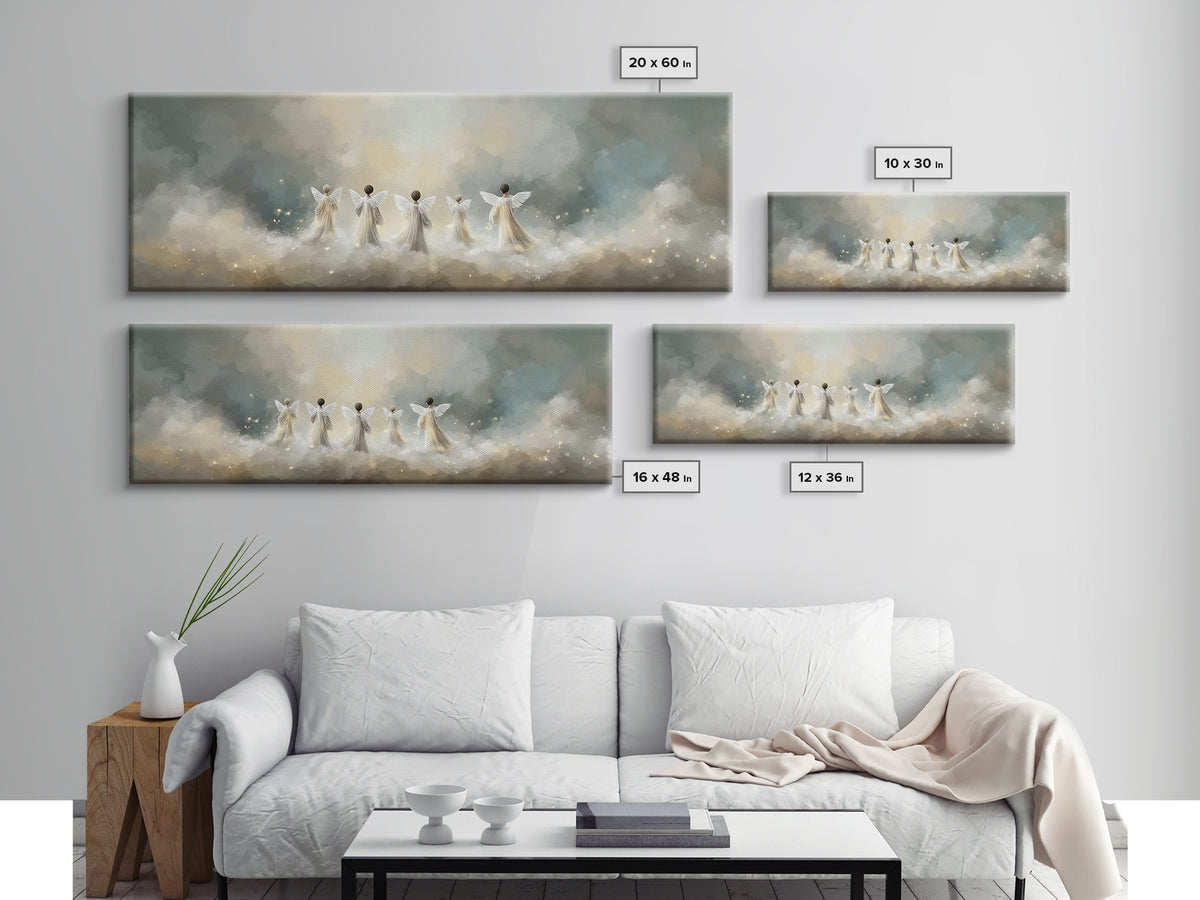 Angelic Hope Rise, Framed Canvas Print, Christian Paintings, Panoramic Frame, Christian Art Canvas, Christmas Art Prints, Christian Decorat