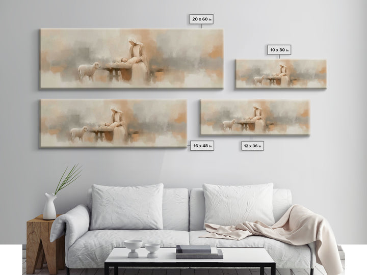 Gentle Manger Light – Framed Canvas Print – Panoramic Art – Christian Wall Art – Christian Art Canvas – Christmas Art – Christian Decor
