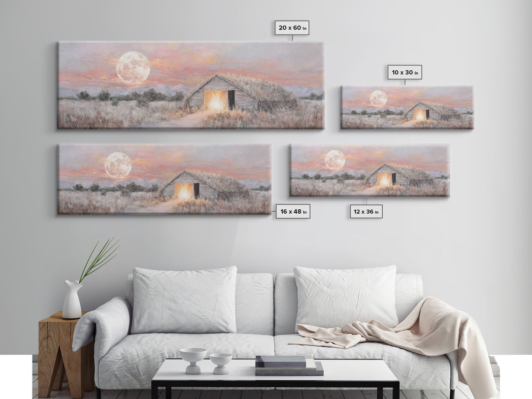 Moonrise Hope, Framed Canvas Print, Panoramic Painting, Christmas Wall Art, Christian Art Canvas, Christian Christmas Art, Christian Gift I