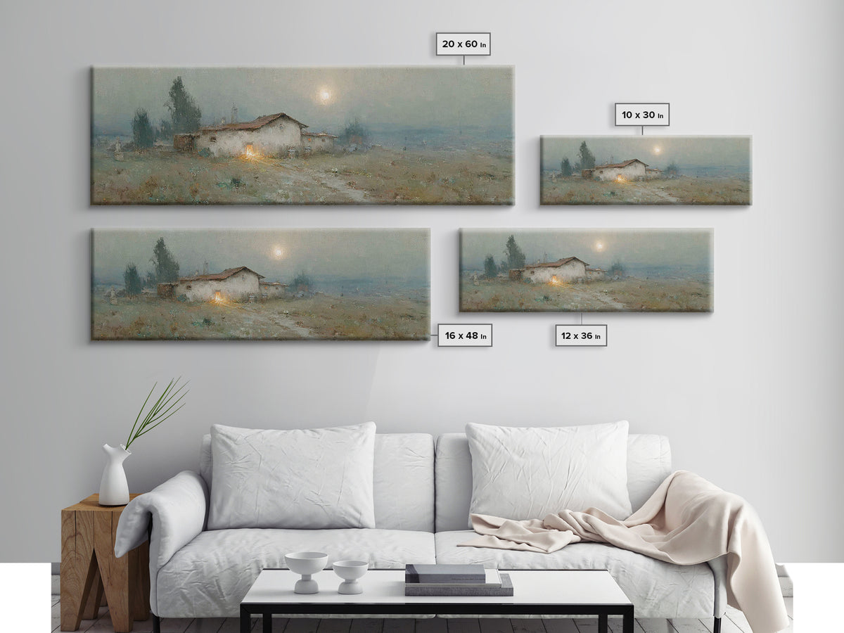 Quiet Bethlehem Glow | Framed Canvas Print | Panoramic Art | Christmas Wall Art | Christian Art Canvas | Christmas Art Prints | Christian D