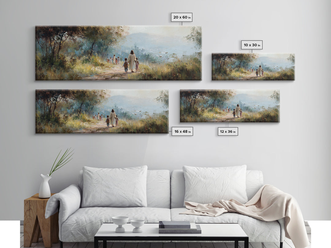 Garden Walk Hope | Framed Canvas Print | Panoramic Art | Christian Wall Art | Jesus Art Print | Christian Decor | Christian Gift Ideas