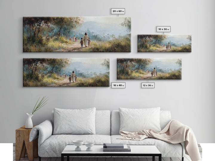 Garden Walk Hope | Framed Canvas Print | Panoramic Art | Christian Wall Art | Jesus Art Print | Christian Decor | Christian Gift Ideas