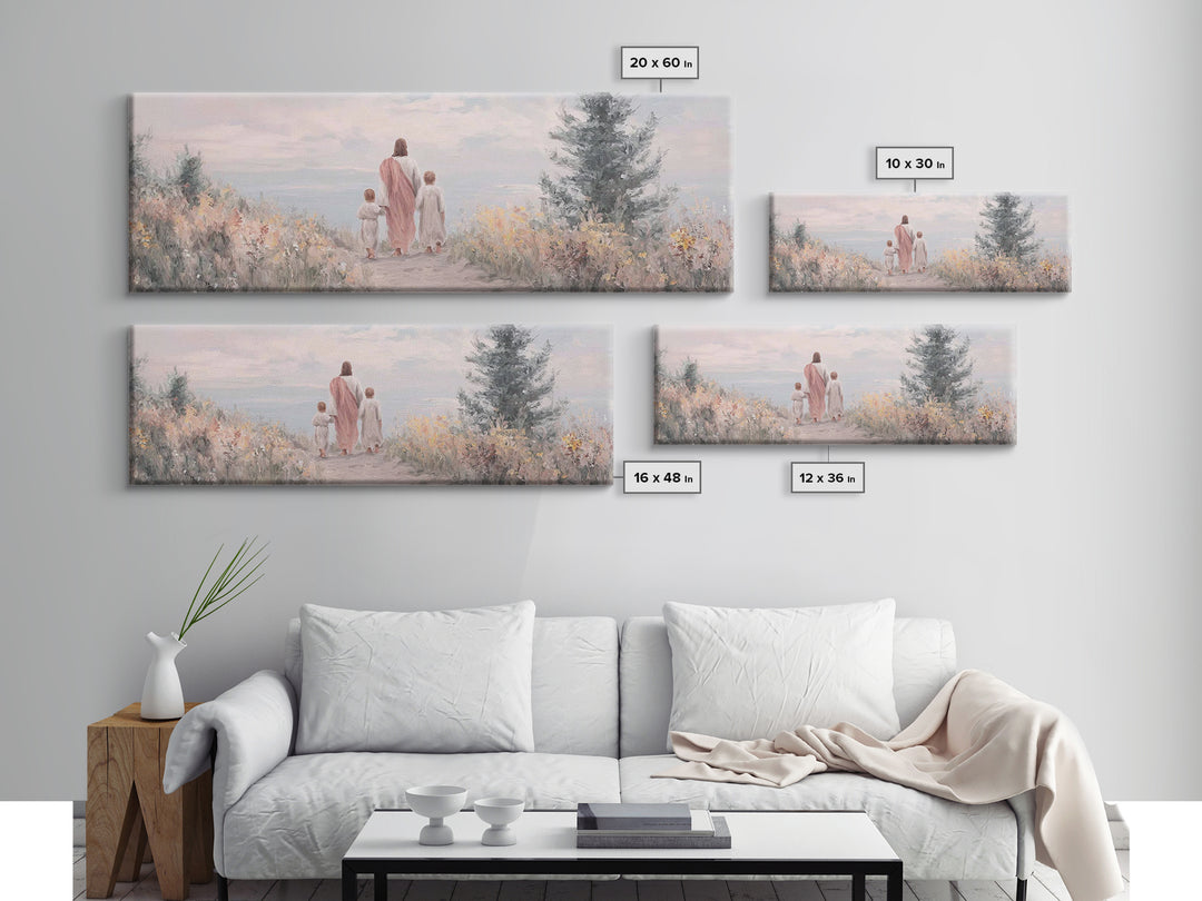 Hillside With Shepherd – Framed Canvas Print – Panoramic Print – Christian Wall Art – Jesus Painting – Christian Art Canvas – Christian Gif