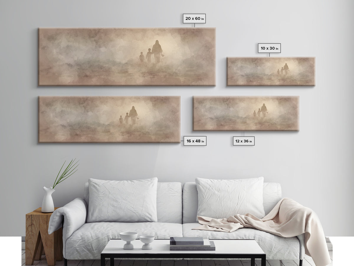 Path Of Light, Framed Canvas Print, Christian Wall Art, Jesus Painting, Panoramic Art, Christian Art Canvas, Christmas Wall Art